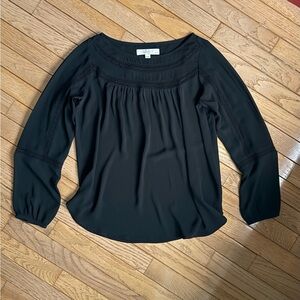 LOFT Black Blouse with Lace Detail
